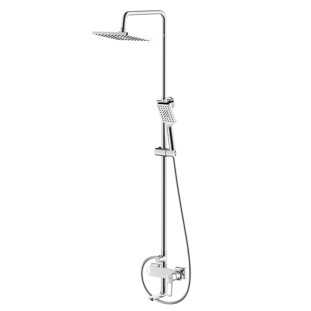 Смеситель Rossinka RS46-46 для ванны и душа с регулируемой высотой штанги и лейкой Тропический дождь