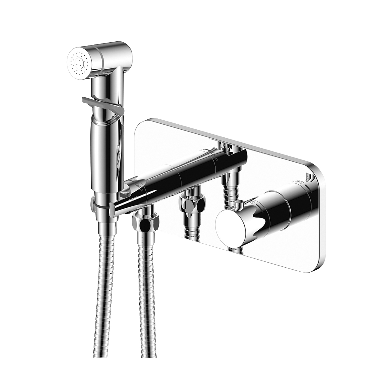 Смеситель Rossinka X25-59 термостатический с гигиеническим душем встраиваемый