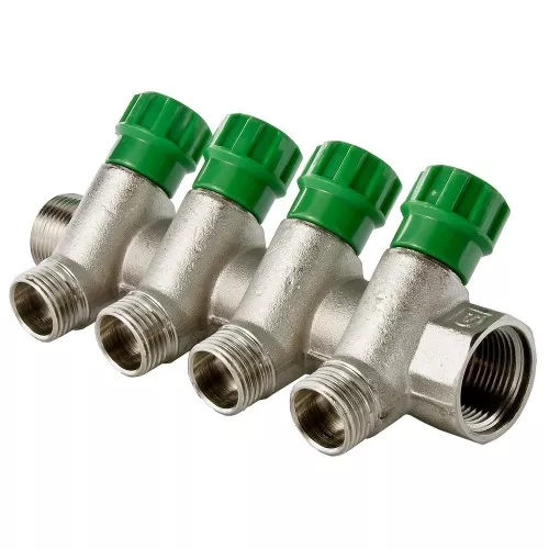 Коллектор TIM регулирующий под 45° 1"г/ш х 3/4ш 4 вых