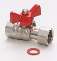 Кран шаровый MVI для подключения манометра (накидная гайка ВР с прокладкой со стороны манометра), бабочка 1/2"HРx1/2"BР