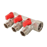 Коллектор Valtec с отсекающими кранами 3/4" х 1/2" 3 вых