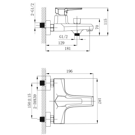 Смеситель Rossinka RS44-30 для ванны