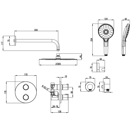 Смеситель Lemark Yeti LM7829C для душа термостатический встраиваемый