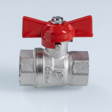 Шаровой кран Valtec Стандарт никелированный (ГОСТ) c ручкой-бабочкой и внутренней резьбой 3/4"