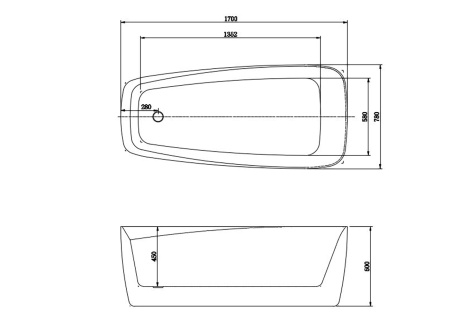 Ванна отдельностоящая Aquatek ПАОЛА, 170х78х60 см