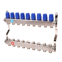 Коллектор MVI из нержавеющей стали в сборе без расходомеров 1"х3/4" ЕК PN10 9 вых.