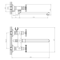 Смеситель Decoroom DR52043 двуручный для ванны универсальный с поворотным изливом 300 мм