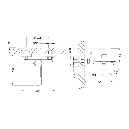 Смеситель Lemark Aura LM0614CH для ванны