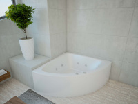 Акриловая ванна Aquatek Юпитер 150x150 угловая, универсальная, с каркасом и экраном, без гидромассажа