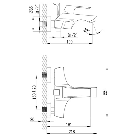 Смеситель Lemark Unit LM4502C для ванны