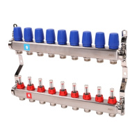Коллектор MVI из нержавеющей стали в сборе с расходомерами 1" x 3/4" ЕК PN10 9 вых.