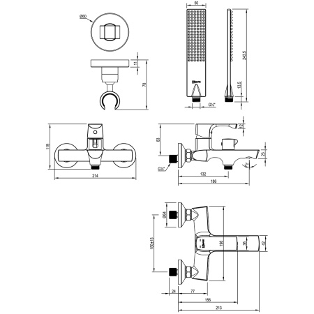 Смеситель Lemark Ursus LM7214BL для ванны
