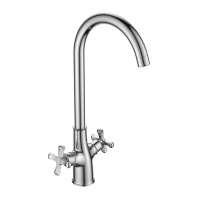 Смеситель Decoroom DR52028 двуручный для кухни с высоким поворотным изливом