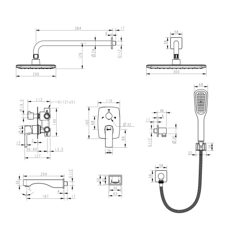 Смеситель Lemark Ursus LM7222BL для ванны и душа встраиваемый