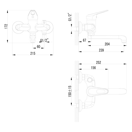 Смеситель Lemark Luna LM4114C для ванны