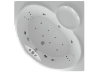 Акриловая угловая ванна Aquatek Эпсилон 150х150 без гидромассажа, вклеенный сварной каркас c фронтальным экраном