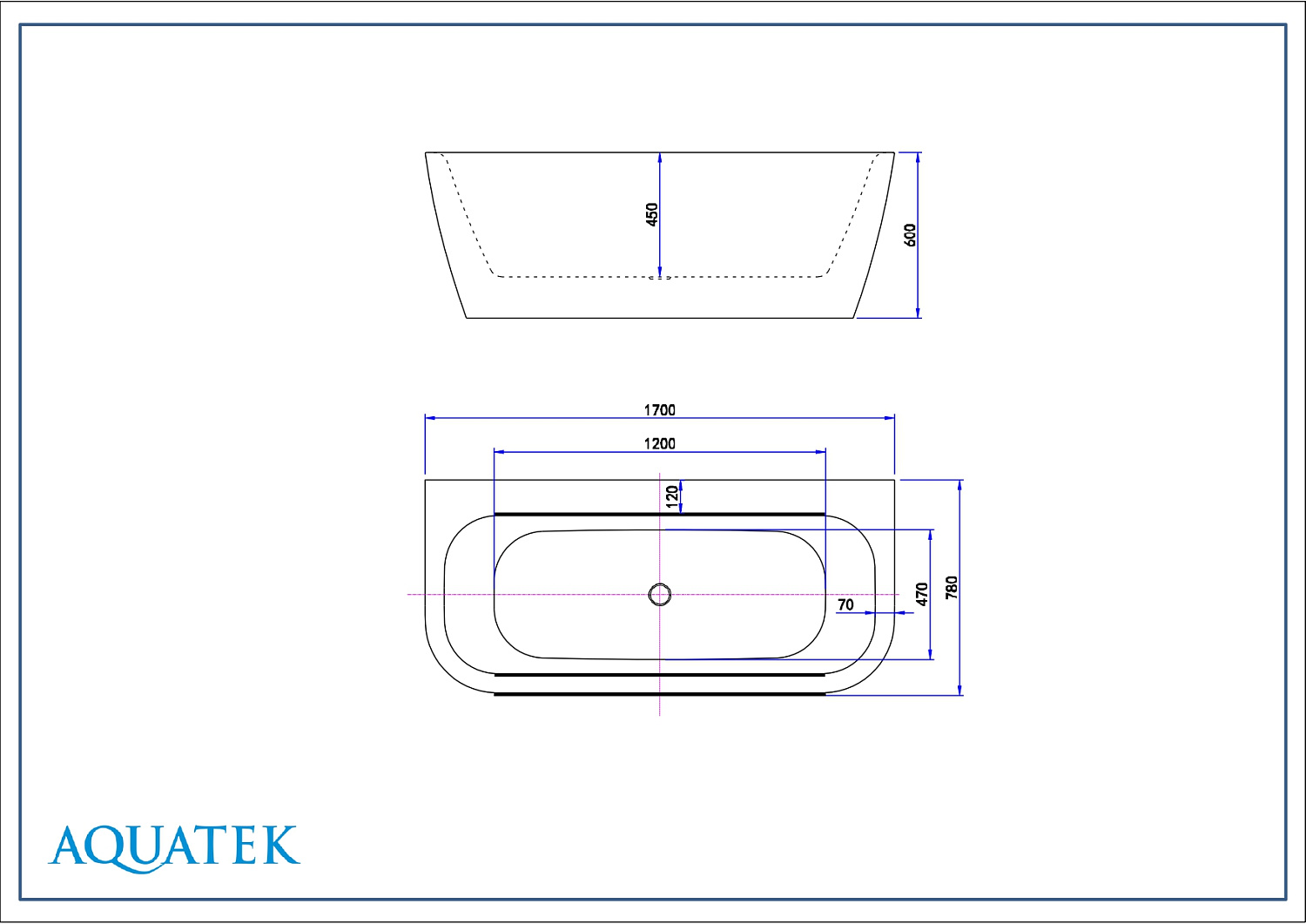Ванна отдельностоящая Aquatek Алтея 170х78 пристенная акриловая