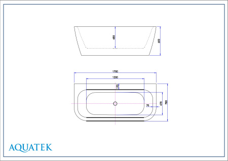 Ванна отдельностоящая Aquatek Алтея 170х78 пристенная акриловая