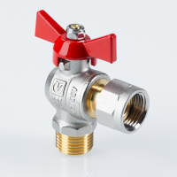 Кран шаровой Valtec угловой с накидной гайкой и наружной резьбой 1/2" х 3/4"
