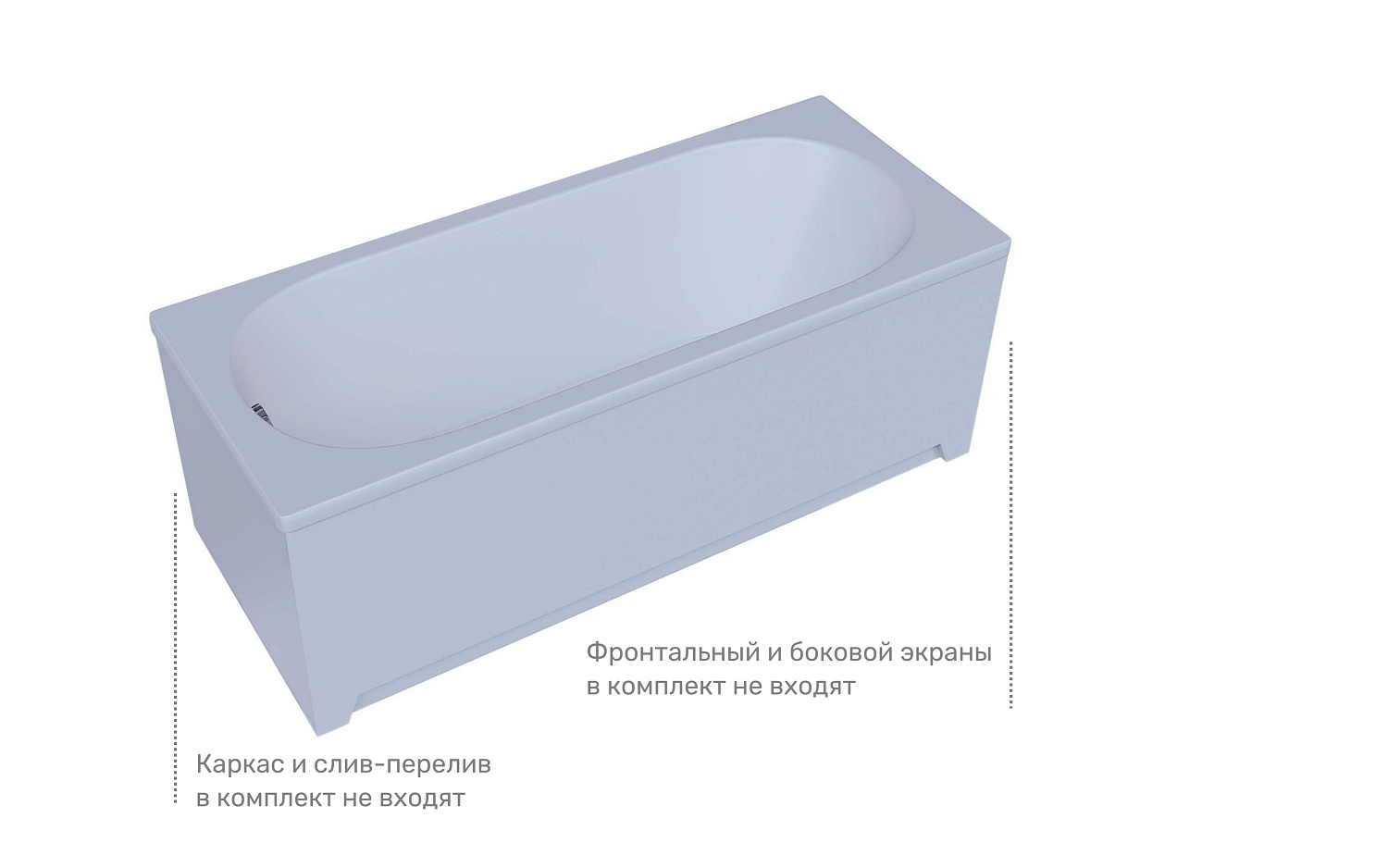 Акриловая прямоугольная ванна Aquatek Оберон 150х70 без фронтального экрана, без гидромассажа