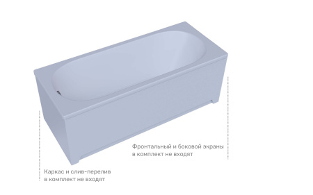 Акриловая прямоугольная ванна Aquatek Оберон 150х70 без фронтального экрана, без гидромассажа