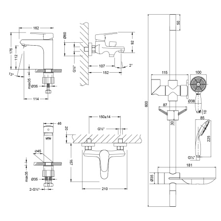 Комплект смесителей Lemark Point LM0380C 3 в 1