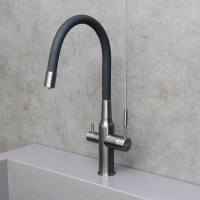 Смеситель Lemark Expert LM5083GMN-Black для кухни c гибким изливом с подключением к фильтру с питьевой водой