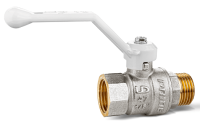 Кран шаровой LD Pride латунный никелированный полнопроходной ДУ 20, Ру 40, внутренняя-наружная, рукоятка-рычаг белый (Pride 47.20.В-Н.Р (white))