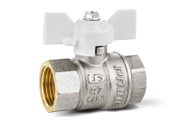 Кран шаровой латунный LD Pride 47.300 DN 20 PN 40, внутренняя-внутренняя резьба, рукоятка-бабочка белая