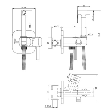 Смеситель Lemark Solo LM7173C с гигиеническим душем встраиваемый
