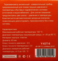 Термоманометр радиальный Tim 63мм на 6 бар (0- 120)
