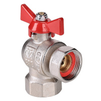 Кран шаровой Valtec угловой с накидной гайкой и внутренней резьбой короткий 1/2" х 1/2"