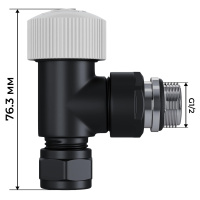 Набор термостатический Royal Thermo Design Pro 15мм М30х15 Черный угловой