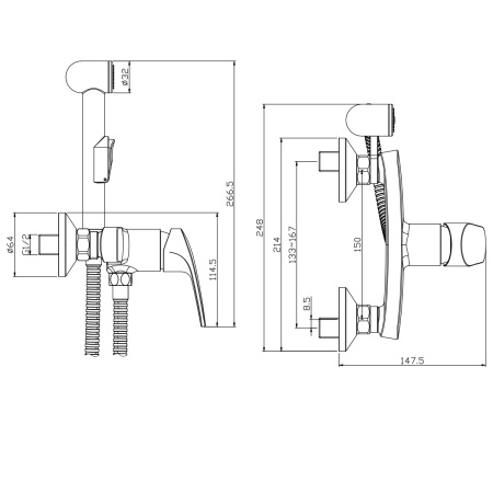 Смеситель Rossinka RS45-52 с гигиеническим душем