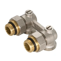 Узел угловой для нижнего подключения радиатора TIM c комплектом адаптеров с шаровым краном 1/2" x 3/4"