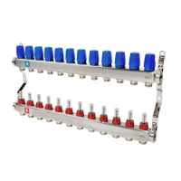 Коллектор MVI из нержавеющей стали в сборе с расходомерами 1" x 3/4" ЕК PN10 12 вых.