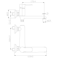 Смеситель Rossinka W35-33 для ванны