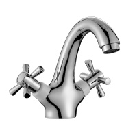 Смеситель Decoroom DR51011 двуручный для умывальника монолитный Хром/белый