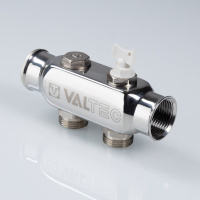 Коллектор из нержавеющей стали Valtec с межосевым расстоянием выходов 50 мм 1"x3/4" 5 вых