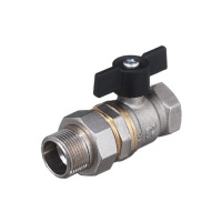 Кран шаровой латунный БАЗ 11Б27п1 DN 15 PN 40 никелированный американка бабочка