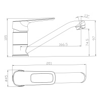 Смеситель Rossinka RS46-22 для раковины с поворотным изливом