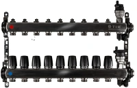 Коллекторная группа TIM с настроечными и термостатическими клапанами дренажными кранами и авто-воздухоотводчиками 1" нерж 9 вых