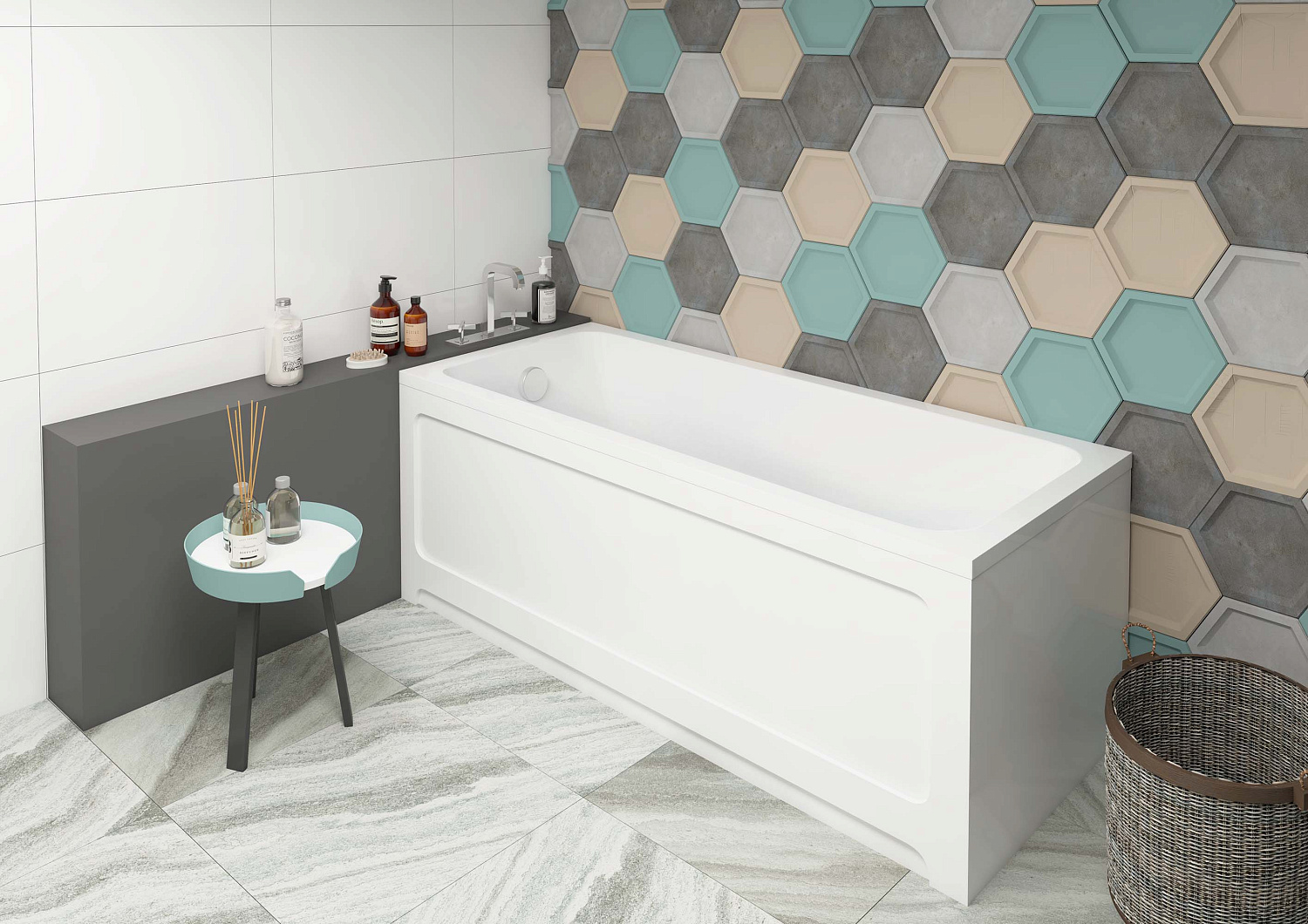 Акриловая прямоугольная ванна Aquatek Eco-Friendly Мия 70 без фронтального экрана, без гидромассажа, без опоры(каркаса) 170 см