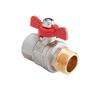 Кран шаровой MVI из латуни прямой, муфта-цапка (вн-нар, рукоятка «бабочка») 3/4"