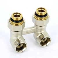 Узел угловой для нижнего подключения радиатора TIM c комплектом адаптеров с шаровым краном 1/2" x 3/4"