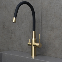 Смеситель Lemark Expert LM5083LGN-Black для кухни c гибким изливом с подключением к фильтру с питьевой водой