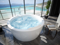 Акриловая круглая ванна Aquatek Аура 180 без гидромассажа, вклеенный каркас c фронтальным экраном