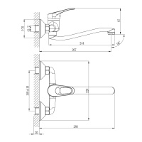 Смеситель Rossinka B35-24 для кухни/раковины с S-образным изливом