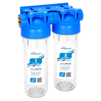 Двухступенчатый магистральный фильтр Аквабрайт АБФ-2 3/4 стандарт SLIM LINE