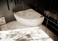 Акриловая угловая ванна Aquatek Галатея 135х135 без гидромассажа, сборно-разборный цельносварной металлический каркас